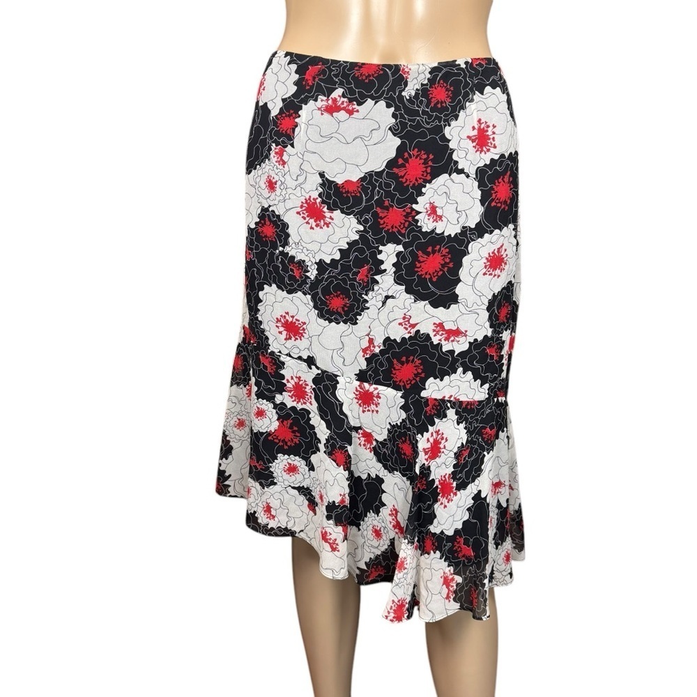 INC International Concepts 100% Silk Floral Asymmetrical Skirt Size 6